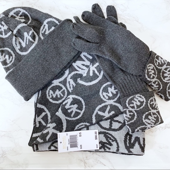 MICHAEL Michael Kors Accessories - M Michael Kors scarf, hat, gloves set gray NWT